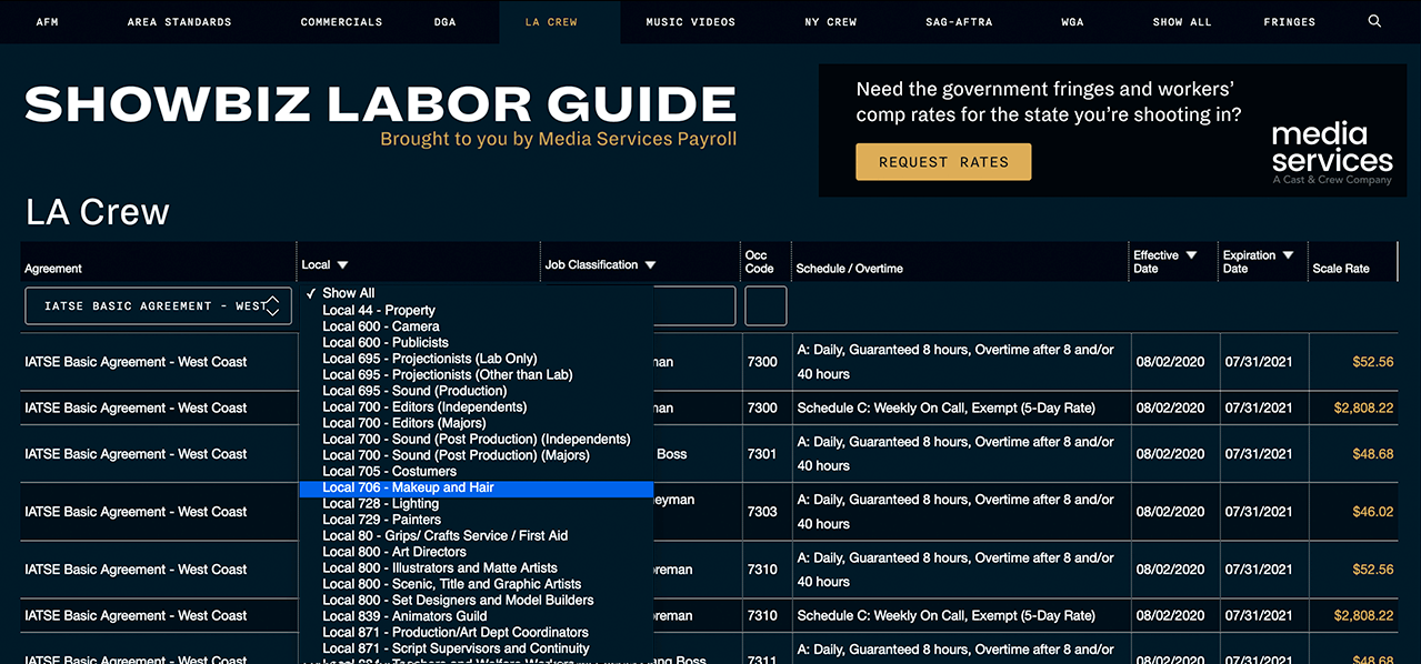 Screenshot Labor Guide Select Local